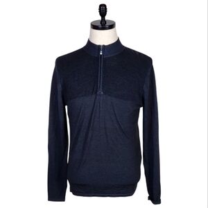Robert Barakett Merino Wool 1/4 Zip Pullover Sweater Black Men’s Size Small